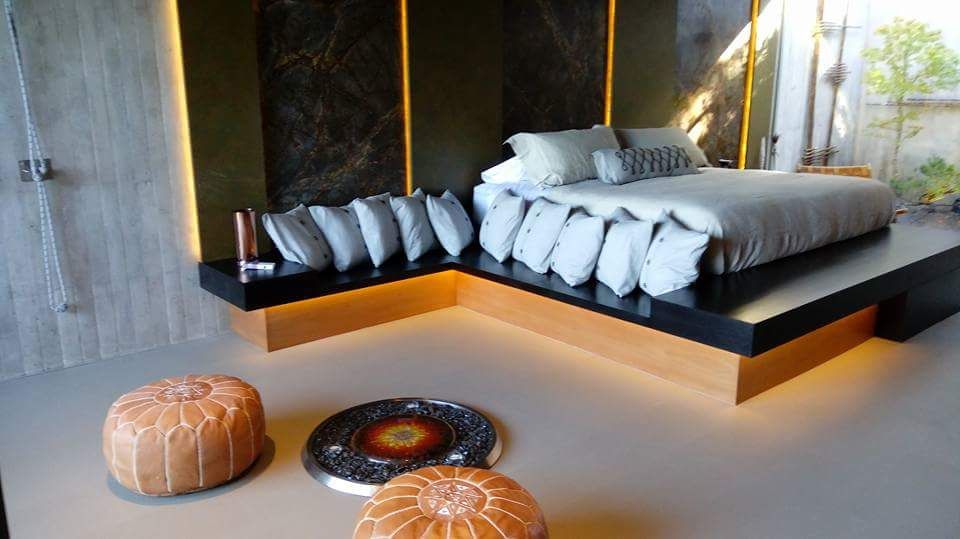 Custom platform bed with integrated lighting